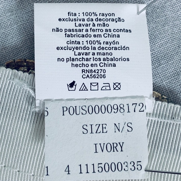 Grosgrain Beaded Bridal Sash Ivory - Picture 10 of 10